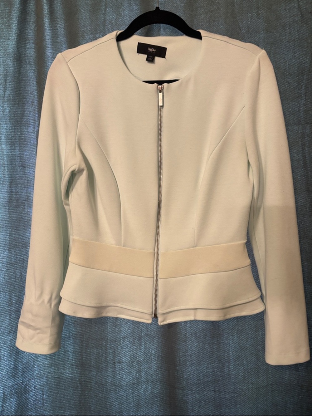 Tahari Mint Zip-Front Peplum Jacket